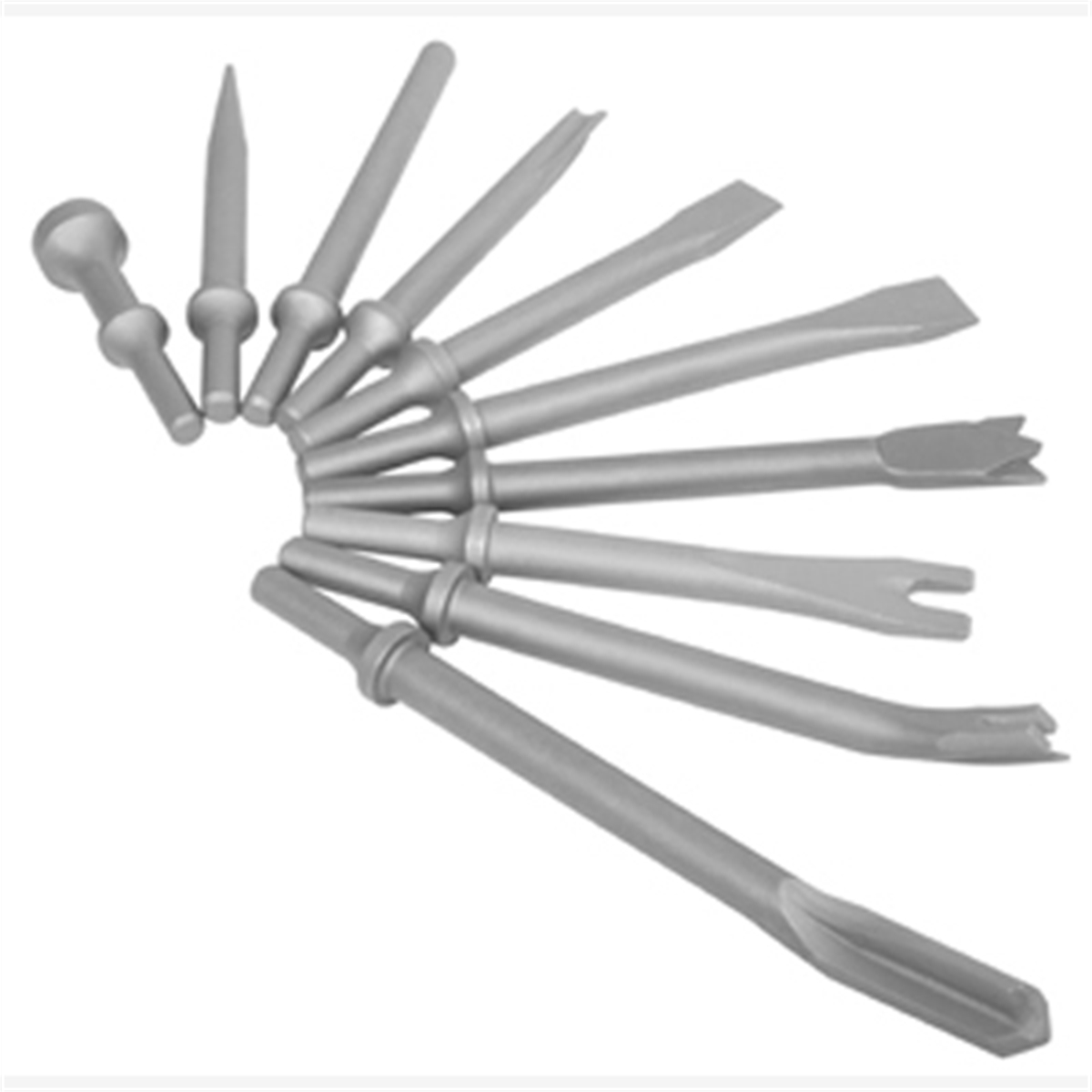 SUNEX AIR CHISEL SET, 10PC.
