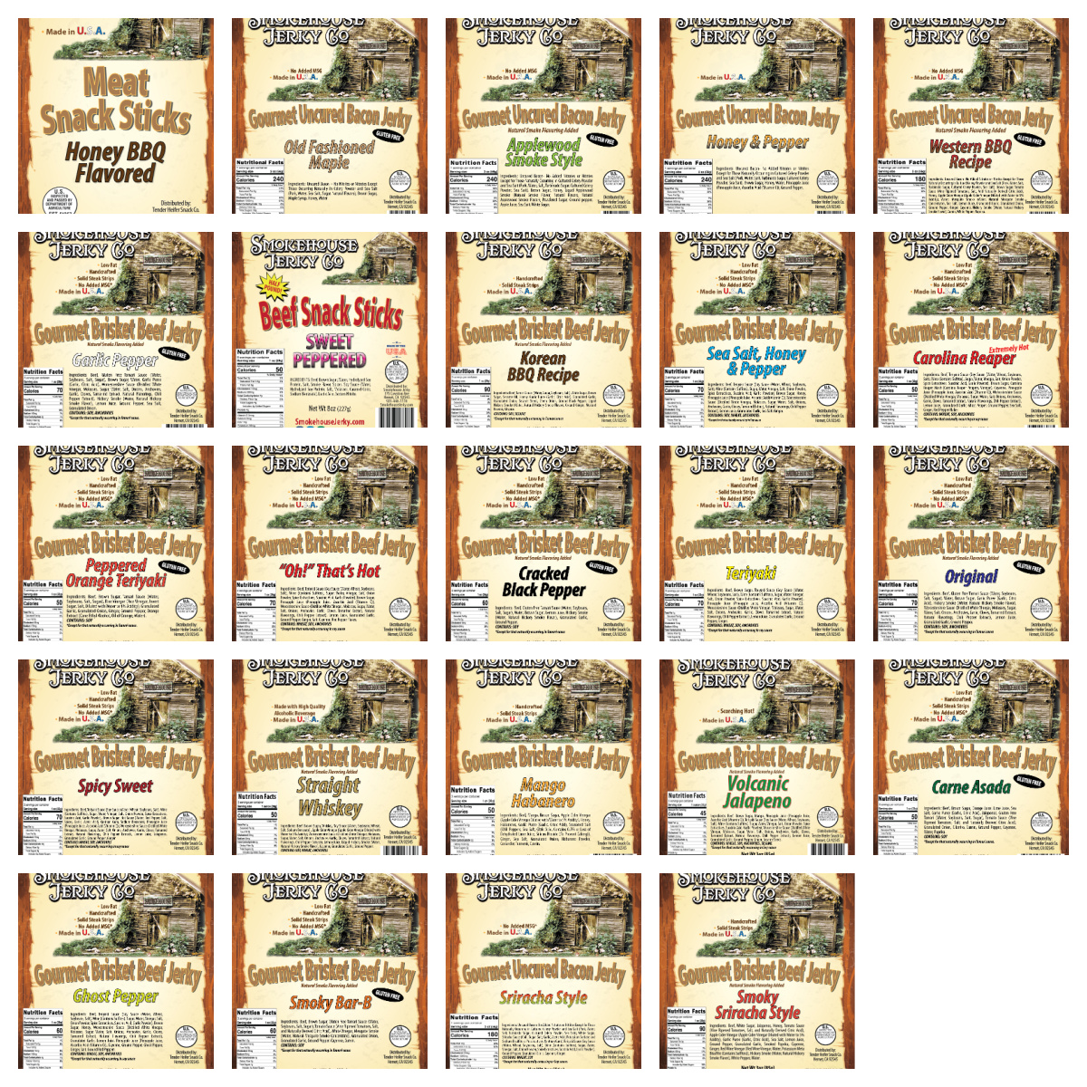 Tender Heifer Snack Co. Smokehouse Jerky Variety Pack - 24 Varieties