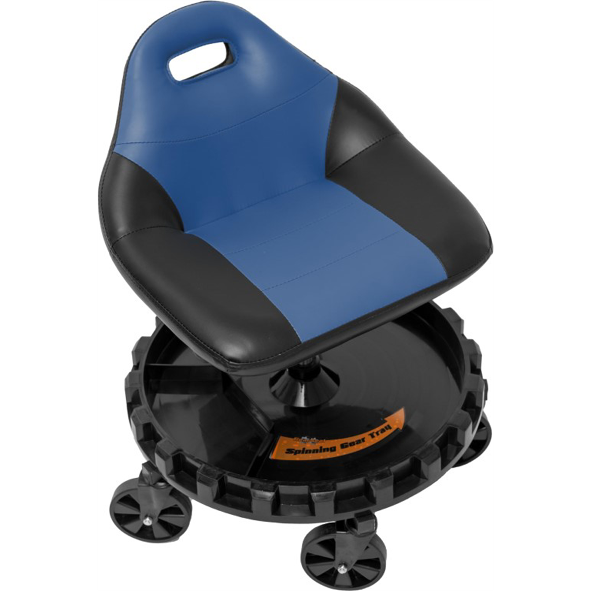 Traxion 2-701 ProGear Mobile Rolling Gear Race Seat with Tray and Five All Terrain Casters - Blue
