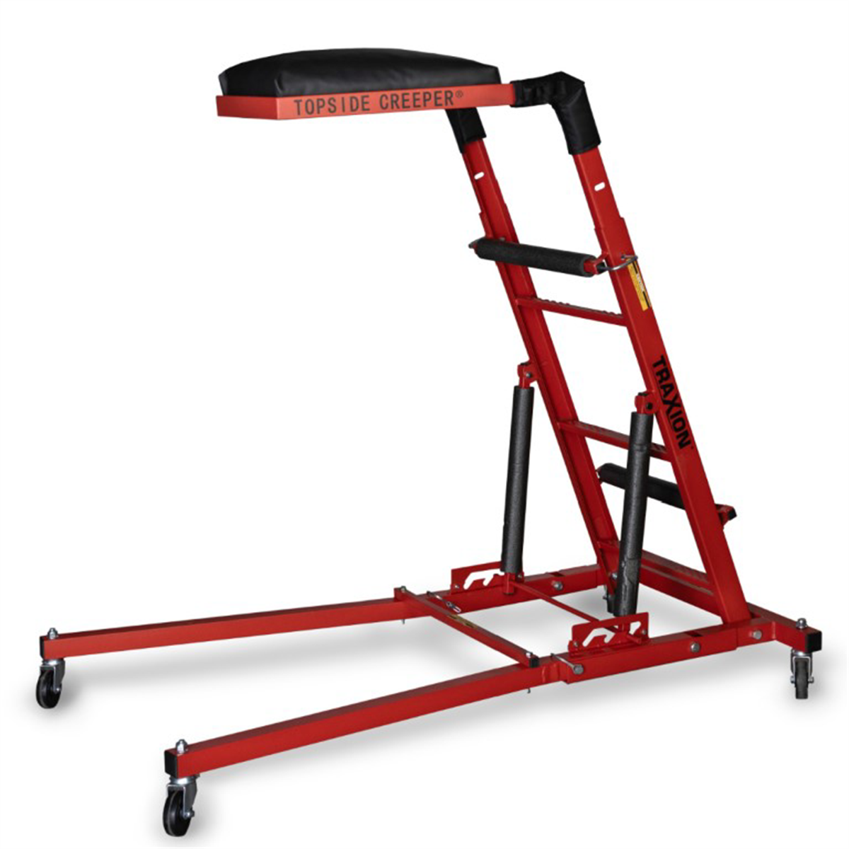 Traxion 3-106 Quality Economy Topside Creeper - Red with Expanded Metal Steps and Velcro Stomach Pads with Tool Loops