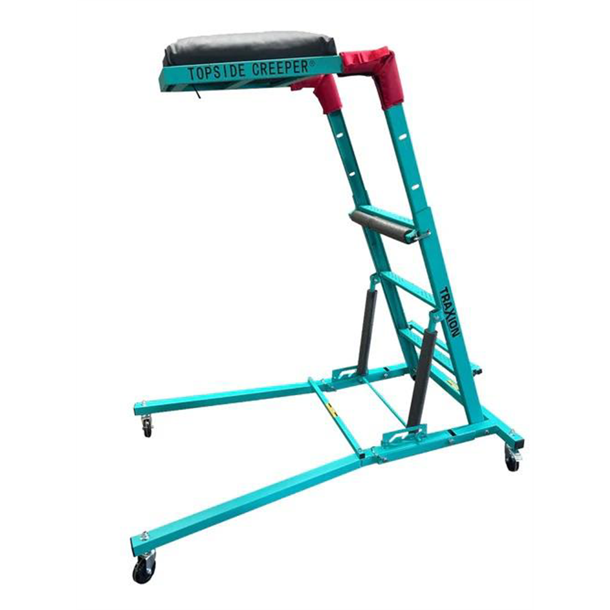 Traxion 3-106 Quality Economy Topside Creeper - Aqua with Expanded Metal Steps and Velcro Stomach Pads with Tool Loops