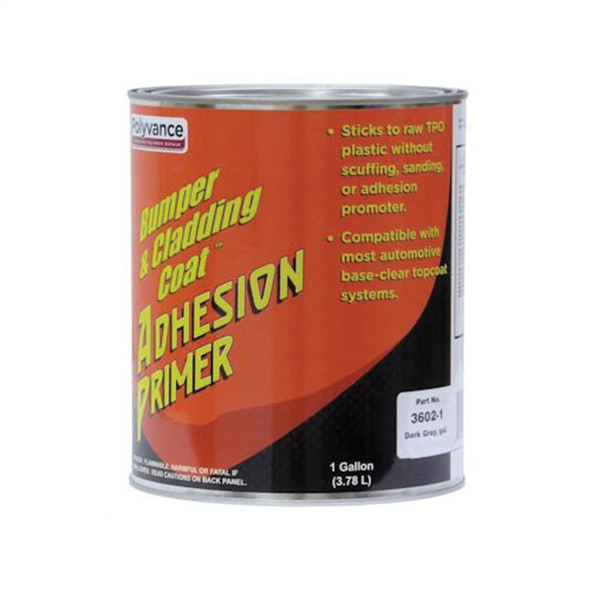Urethane Supply Co. Polyvance Bumper & Cladding Coat 3602-1 Adhesion Primer, 1 gal Can, Medium Viscosity Pourable Liquid, Dark Gray