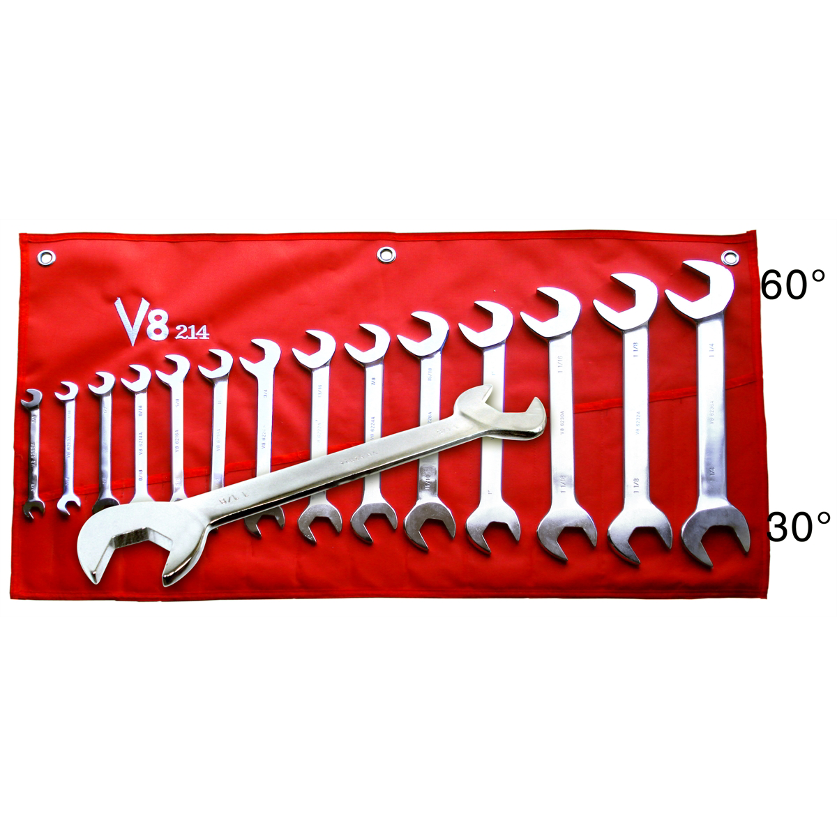 V-8 Tools WRE SET COMBO 14PC ANGLE 3/8-1-1/4