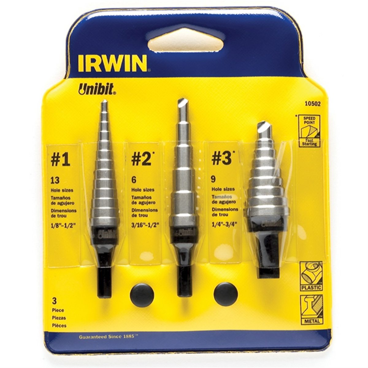 Vise Grip 502 3PC HSS UNIBIT SET IN KIT BAG
