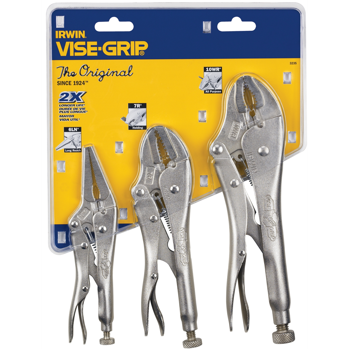 Vise Grip 323S 3 Pc. Tool Set Contains One Each: 10WRr, 7Rr and 6LNr Locking Tools
