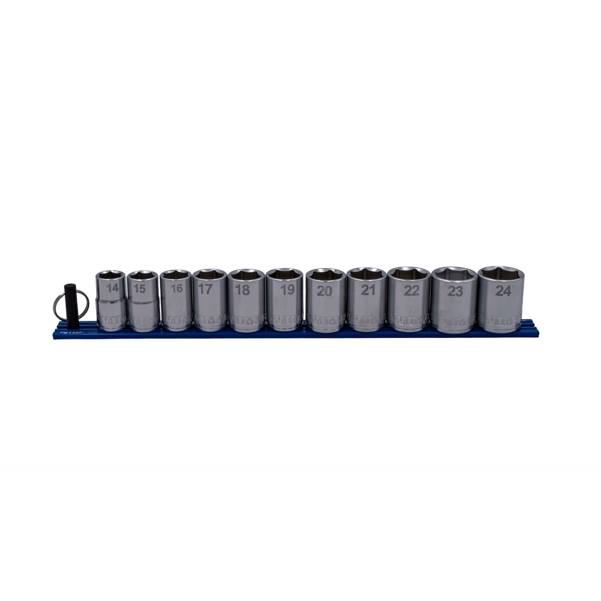 VIM Tools 11 PC. 1/2'' DR. METRIC SOCKET SET W/ 13" BLUE MAGRAILINCLUDES: 14 - 24MM