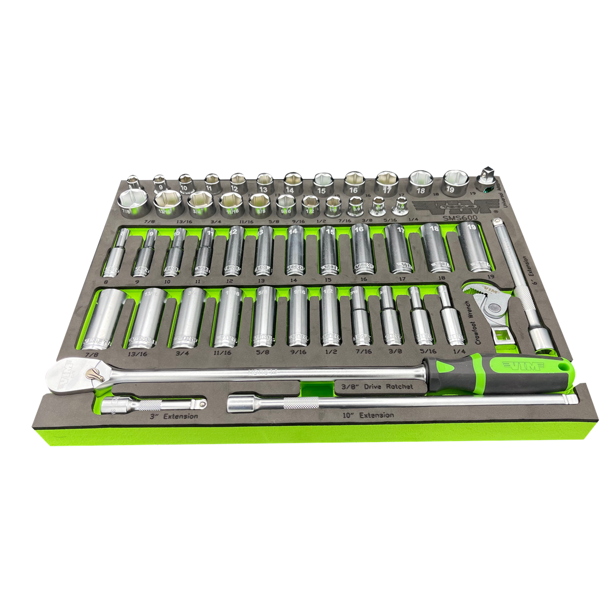 VIM Tools 52 Piece 3/8 Inch Drive Socket Master Set
